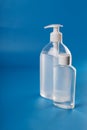 Alcohol Gel to prevention coronavirus. hand sanitizer soap. blue background