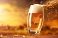 alcohol gradient bubble drink glass foam background pour cold beer splash. Generative AI. Royalty Free Stock Photo