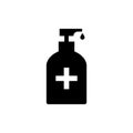 Alcohol hand disinfection soap icon. Coronavirus hand gel disinfect bottle alcohol sanitizer