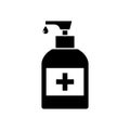 Alcohol hand disinfection soap icon. Coronavirus hand gel disinfect bottle alcohol sanitizer