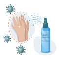 Alcohol hygienic spray, liquid antiseptic for hands.