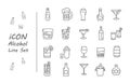 Alcohol-icon Set Line design gray color Royalty Free Stock Photo