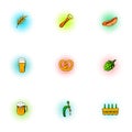 Alcohol icons set, pop-art style Royalty Free Stock Photo