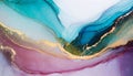 Alcohol ink abstract background. Blue, gold and white marble pattern Royalty Free Stock Photo