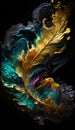 Alcohol Ink, fluid art, abstract background. Shape of feather. Acrylic, stain. Liquid texture wallpaper on modern style. Marble