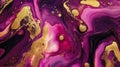 Alcohol ink liquid art in shades of bold magenta and gold, with swirling organic patterns and