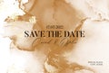 Alcohol ink neutral marble abstract watercolor save the date card design. Painting ink background. Fluid resin pattern. Perfect