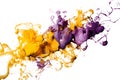 Alcohol Ink Painting with Fancy Yellow, Purple and Gold Water Ink Flow