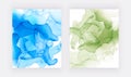 Alcohol ink texture. Abstract blue and green hand painted background. Fluid art painting design. Trendy wallpaper. Royalty Free Stock Photo