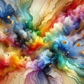 Alcohol ink wash image bursting with vibrant rainbow colors.