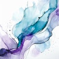 Alcohol ink watercolor paint splash abstract purple blue background texturture. Generative AI Royalty Free Stock Photo