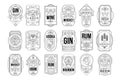 Alcohol labels set, retro alcohol industry monochrome emblem vector Illustration on a white background