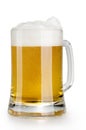 Alcohol light beer mug with froth isolated Royalty Free Stock Photo