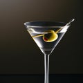 Alcohol, martini with olive and vodka, traditional cocktail drink. Evening classic drink. AI generated Royalty Free Stock Photo