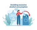 Alcohol Moderation Illustration. A woman