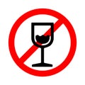 Alcohol not allowed, forbidden sign on white background Royalty Free Stock Photo