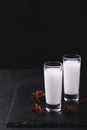 Alcohol Raki with anis. Turkish, Greek aperitif arak, Ouzo Royalty Free Stock Photo