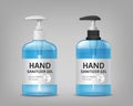 Alcohol sanitizer gel bottle, white and black cap hand wash template collections design on gray background