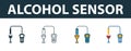 Alcohol Sensor icon set. Premium symbol in different styles from sensors icons collection. Creative alcohol sensor icon filled, Royalty Free Stock Photo