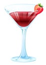 Alcohol Strawberry Cocktail. Wine glass with strawberry drink Royalty Free Stock Photo
