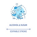 Alcohol and sugar concept icon. Sommelier tips, degustation advice idea thin line illustration. Evaluating wine by Royalty Free Stock Photo