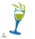 Alcohol theme vector art illustration. 3d realistic wine goblet