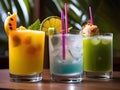 Alcohol tropical coctails in the bar Royalty Free Stock Photo