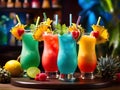 Alcohol tropical coctails in the bar Royalty Free Stock Photo