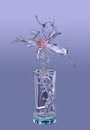 Alcohol, water, juice liquid splashes out of glass, decorative. 3D illustration