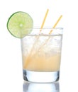 Alcohol yellow lemon margarita cocktail drink with lime Royalty Free Stock Photo