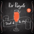 Alcoholc cocktail Kir Royale. Party summer poster. Vector background