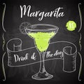 Alcoholc cocktail Margarita. Party summer poster. Vector background