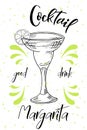 Alcoholc cocktail Margarita. Party summer poster. Vector background