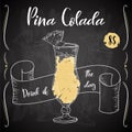 Alcoholc cocktail Pina Colada. Party summer poster. Vector background
