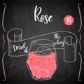 Alcoholc cocktail Rose. Party summer poster. Vector background