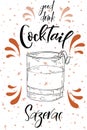 Alcoholc cocktail Sazerac. Party summer poster. Vector background