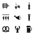 Alcoholic beverage icons set, simple style