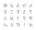 Alcoholic beverages line icons, signs, vector set, outline illustration concept Royalty Free Stock Photo