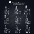 Alcoholic Beverages Monochrome Icons Set