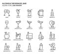 Alcoholic beverages, square icon set