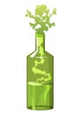 Alcoholic or boozer. Green bottle with cross bone. Alcohol addiction. Alcoholism concept problem, dependence, bad habit Royalty Free Stock Photo