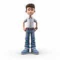 3d Render Cartoon Character In White Dress Pants And Shirt