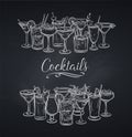 Alcoholic cocklails banner, chalkboard