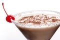 Alcoholic cocktail - baileys with vodka  milk and chocolate chips. Alcoholic cocktail in a glass on a white background. Isolated. Royalty Free Stock Photo