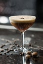 Alcoholic cocktail, coffee. Photo of drinks on a dark background Royalty Free Stock Photo
