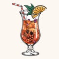 Alcoholic cocktail colorful emblem vintage