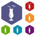 Alcoholic cocktail icon, simple style