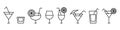 Alcoholic cocktail line icons set. Cocktail glasses icon. Vector isolated Royalty Free Stock Photo