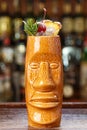 Alcoholic cocktail mai tai in tiki glass Royalty Free Stock Photo