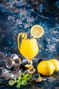 alcoholic cocktail, refreshment drink with vodka and lemons served at bar Royalty Free Stock Photo